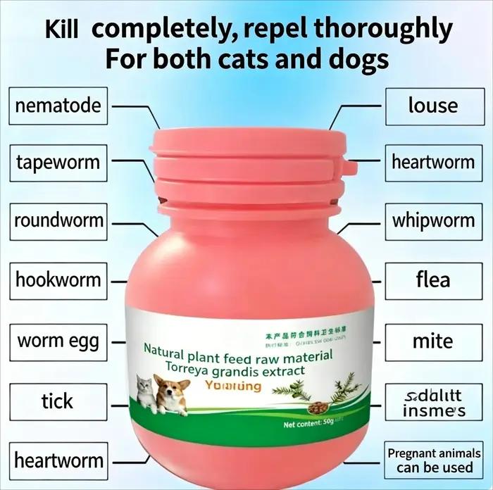 Comprimés vermifuges pour chiens 100 comprimés protection contre les parasites nématodes tiques vers ronds hookworms puces acariens et poux pour une vie saine
