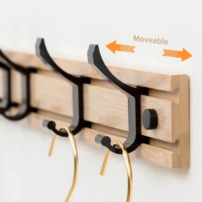 Porte-manteau mural double style nordique pour la maison, organisateur de crochets pour couloir, cha
