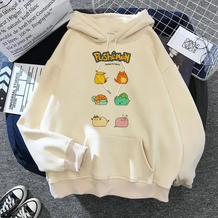 Sweat-shirt à capuche chat pour femmes, costume de dessin animé, style coréen Harajuku Kawai, surdim