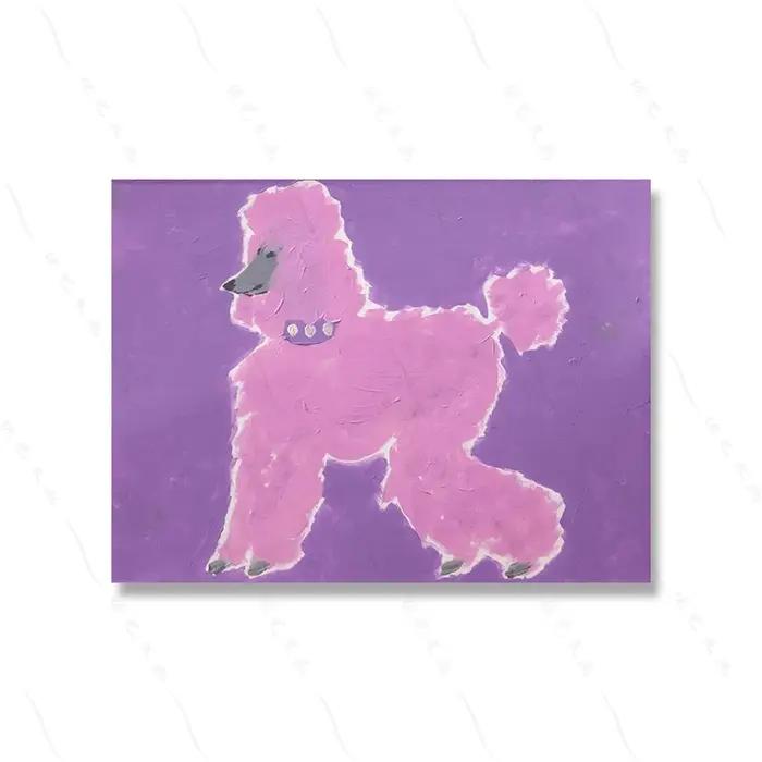 Poodle rose fantaisie chat chien Art impression peinture affiches abstraites contemporaines pépinière enfants chambre d'enfants Dopamine décor à la maison