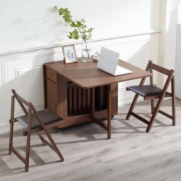 Table de salle à manger pliante extensible avec cuir chevelu tombant design scandinave pour salon cuisine et ferme occasions spéciales