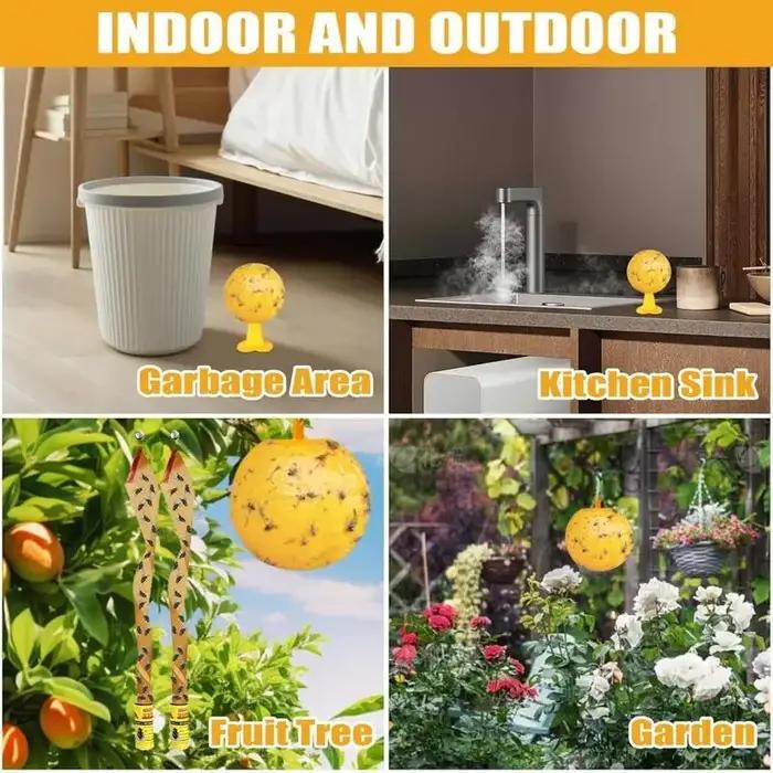 10 boules collantes pour attraper les mouches des fruits, pièges collants pour mouches, guêpes, moustiques, insectes, pièges à boules (jaunes)