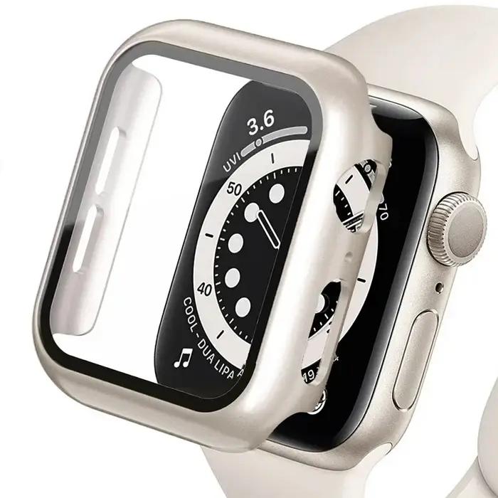 Kit protection verre trempé et coque pour Apple Watch Series 9 4 5 6 SE 7 8 toutes tailles