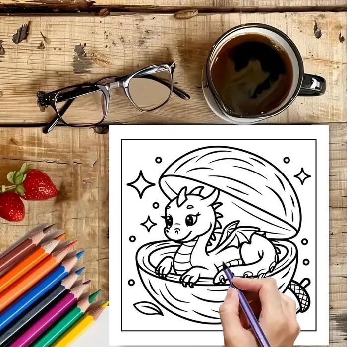 Livre de coloriage Easy Dragons pour adultes