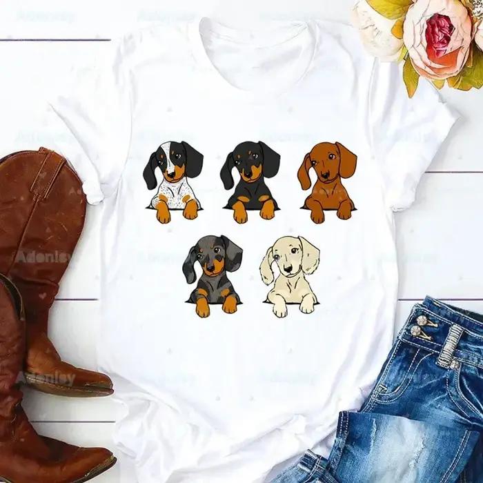 Teckel Patch Compétition T-shirt Femme, Chien Mignon, Harajuku, T-shirt Imprimé Drôle, T-shirt Femme, Loisirs, Mode Décontractée, Esthétique