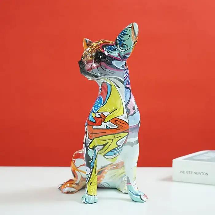 Vilead résine Graffiti Chihuahua chien Sculpture Animal Statue Pop Art objets modernes maison salon étagère décoration articles support