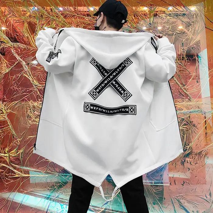 Nouveaux hommes Streetwear noir vestes et manteaux Hip Hop Harajuku à capuche
