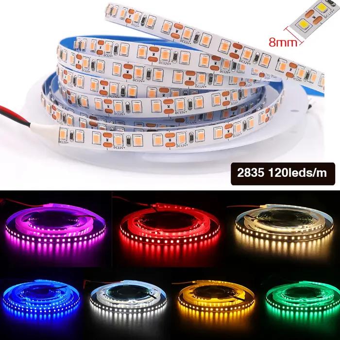 Bande lumineuse LED RGB Flexible, DC12V, 5050, 5054, 2835, 120, 240 diodes/M, blanc, rouge, bleu, ro