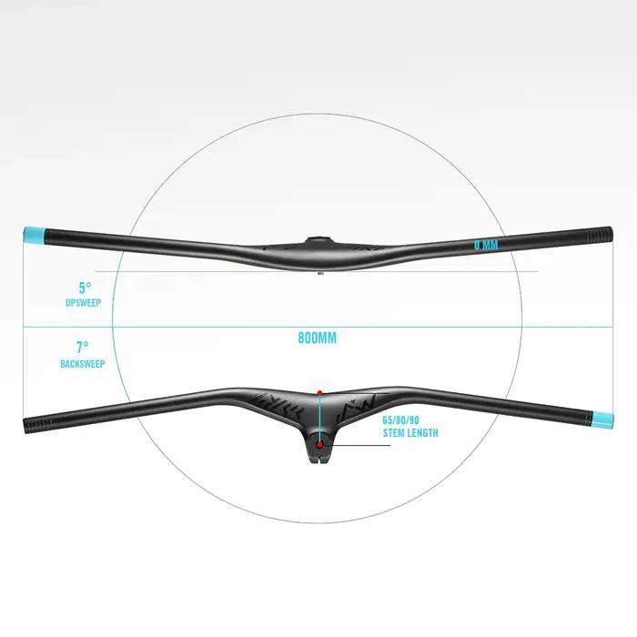 LEXON vélo guidon intégré en Fiber de carbone montée 800mm -7 degrés XC guidon une pièce en forme vt