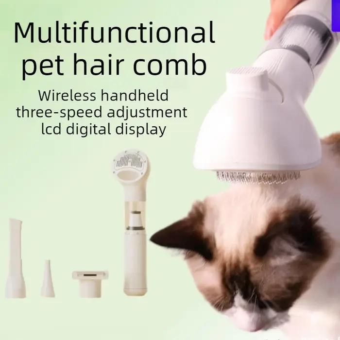 Kit de Toilettage Sans Fil Tout-en-un pour Animaux : Aspirateur et Brosse Multifonction pour Poils de Chien et de Chat