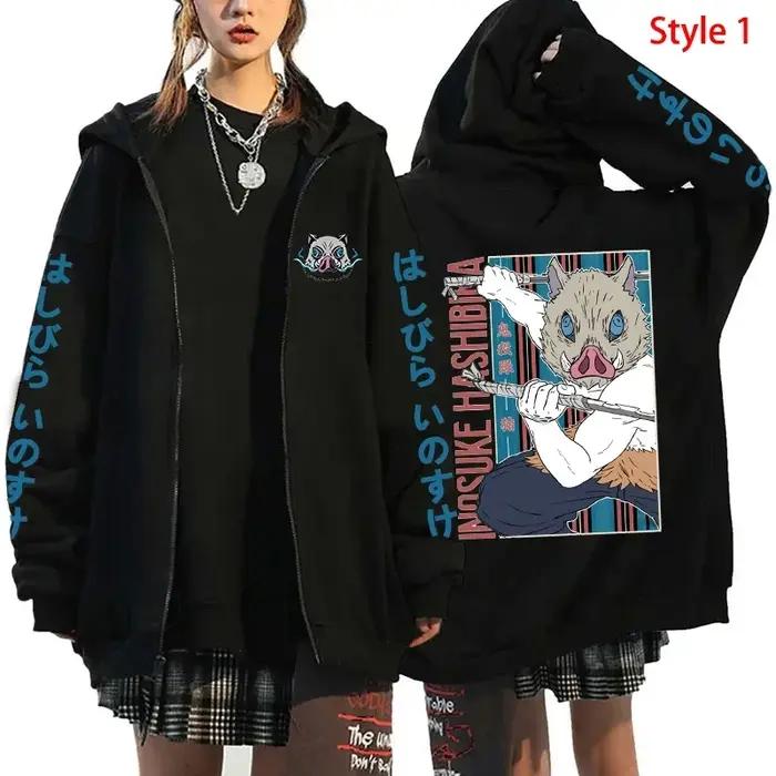 Anime chaud Hashibira Inosuke impression sweat à capuche avec fermeture éclair femmes hommes mode Y2k personnalité ferme
