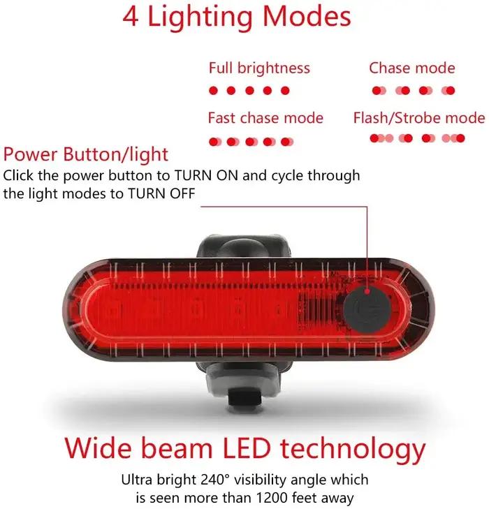 Feu arrière de vélo ultra lumineux rechargeable par USB, facile à installer pour la sécurité du cycl