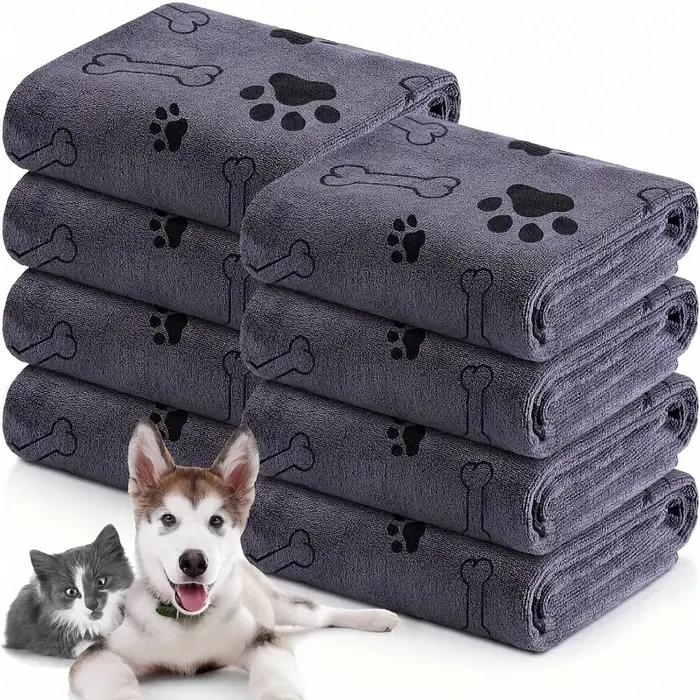 Serviette pour chien en microfibre super absorbante à motif de patte