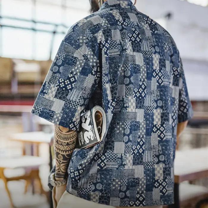 Chemise à manches courtes en coton imprimé pour homme Maden