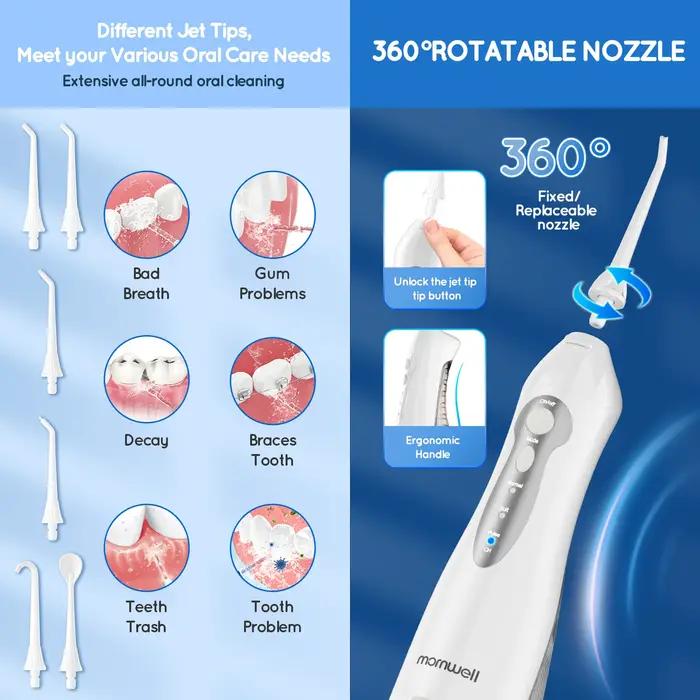 D52 – fil dentaire Portable sans fil, Jet d'eau Rechargeable par USB, cure-dents, 4 pointes de Jet,