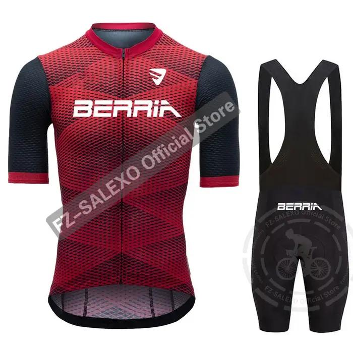BERRIA-Ensembles de maillots de cyclisme pour hommes, vêtements de cyclisme d'été, bas de VTT, chemises de vélo de route trempées, cuissards à bretelles, 2024