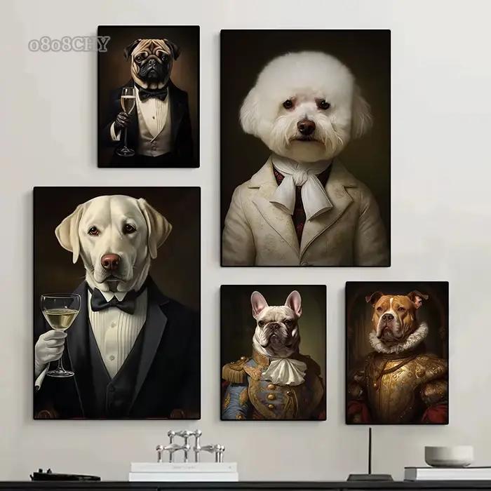 Peinture sur toile d'art de portrait de chien moderne pour décoration d'intérieur et décoration de mur occassions spéciales femmes