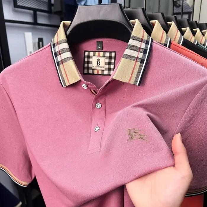 Luxe marque soie coton manches courtes polo shirt mode Paul pony broderie hommes t - shirt été confo