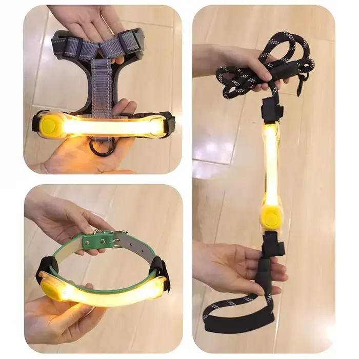 Collier lumineux de sécurité Anti-perte pour chien, pendentifs multicolores et bande lumineuse LED clignotante prête à l'extérieur, visibilité nocturne