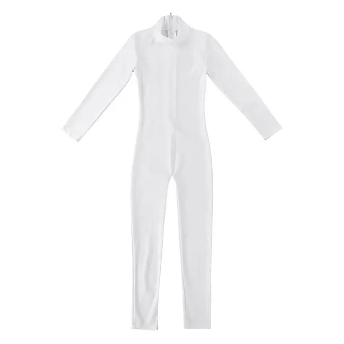 Justaucorps à manches longues et col montant en spandex pour filles, justaucorps de gymnastique de b