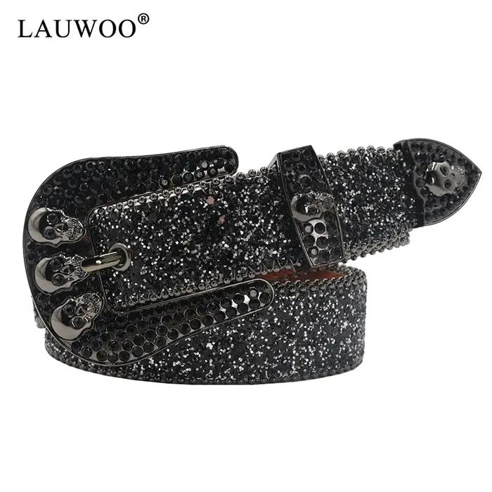 Ceintures en strass crâne pour femmes et hommes, bracelet en cuir Y2K clouté en cristal, Cowgirl occ