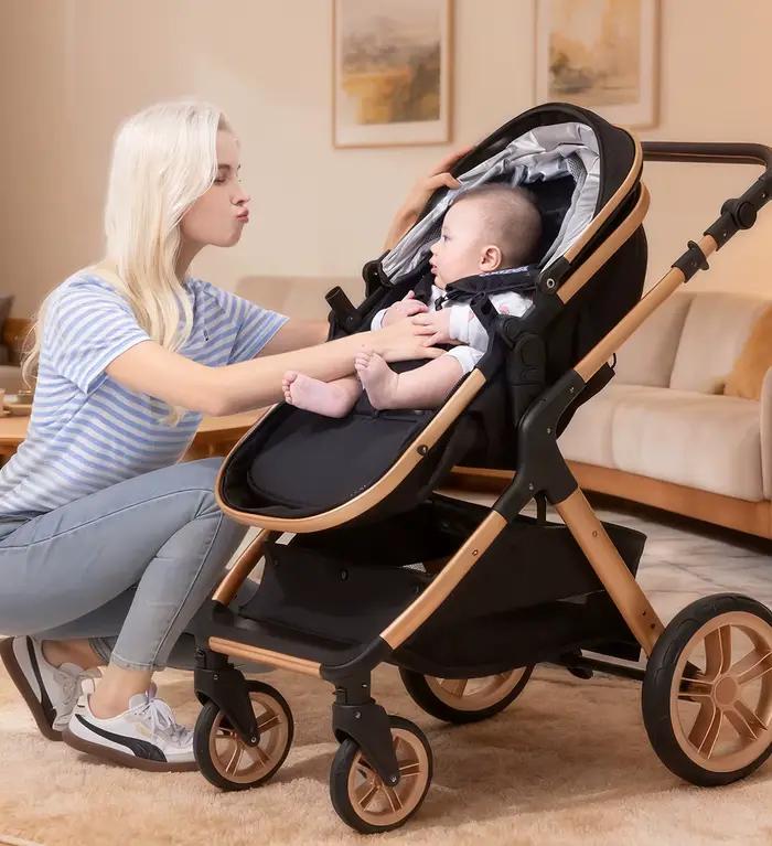 Système de poussette 3 en 1 pour bébé, poussette légère pour nouveau-nés, poussette compacte pliable