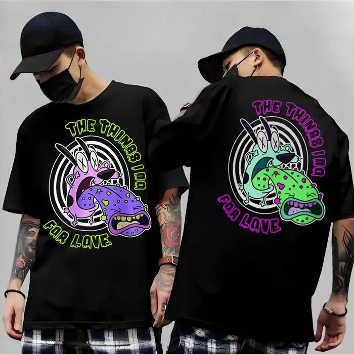 Vintage Courage le chien lâches dessin animé imprimé T-Shirt à manches courtes rétro unisexe graphique T-Shirt 90s nostalgie été haut