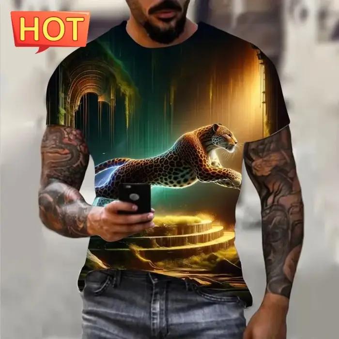 T-shirt graphique aigle animalier tendance pour homme et femme, imprimé 3D, manches courtes, grandes tailles, vêtements décontractés