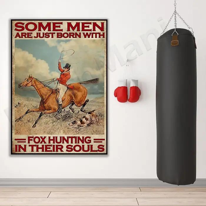 Affiche de chasseur de chasse au renard et chiens impression sur toile toile européenne style européen figurines pour collectionneurs passionnés de la nature et de la tradition