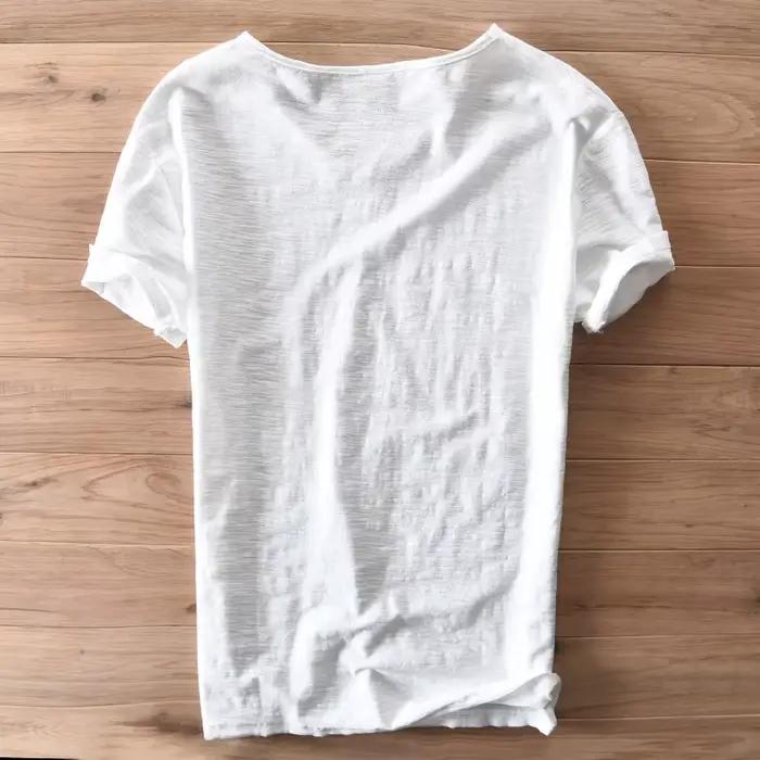 T-Shirt en coton col en V style italien décontracté pour homme pour toutes les saisons et toutes les occasions