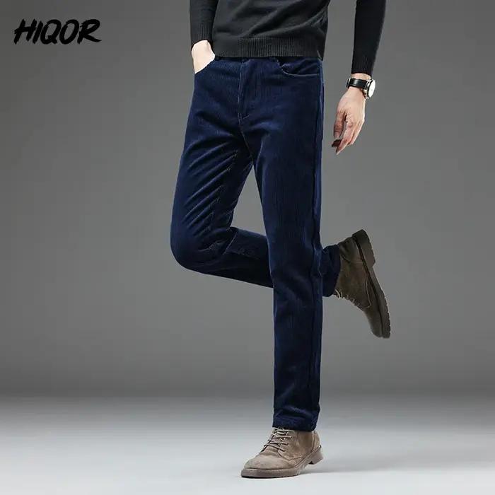 Pantalon velours côtelé homme hiver épais chaud business casual droit mode coréenne vert