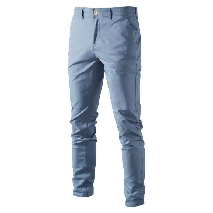 AIOPESON coton décontracté Hommes Pantalons Couleur unie Coupe ajustée Pantalons pour hommes Nouveau