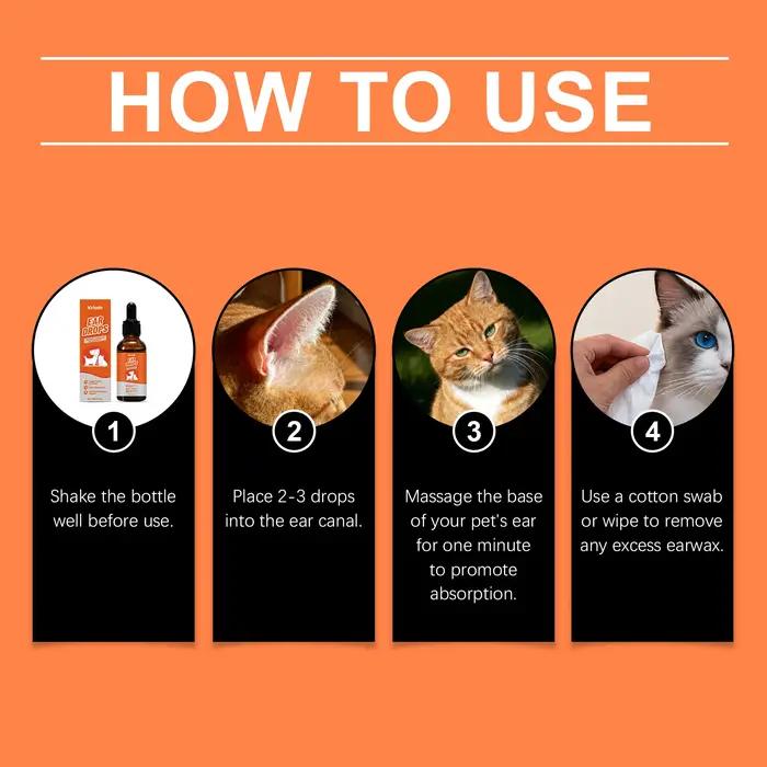 Gouttes pour le soin des oreilles des chiens et chats, supprime les démangeaisons et les odeurs, solution antifongique, nettoyage doux pour oreilles d'animaux de compagnie liquide 30ml