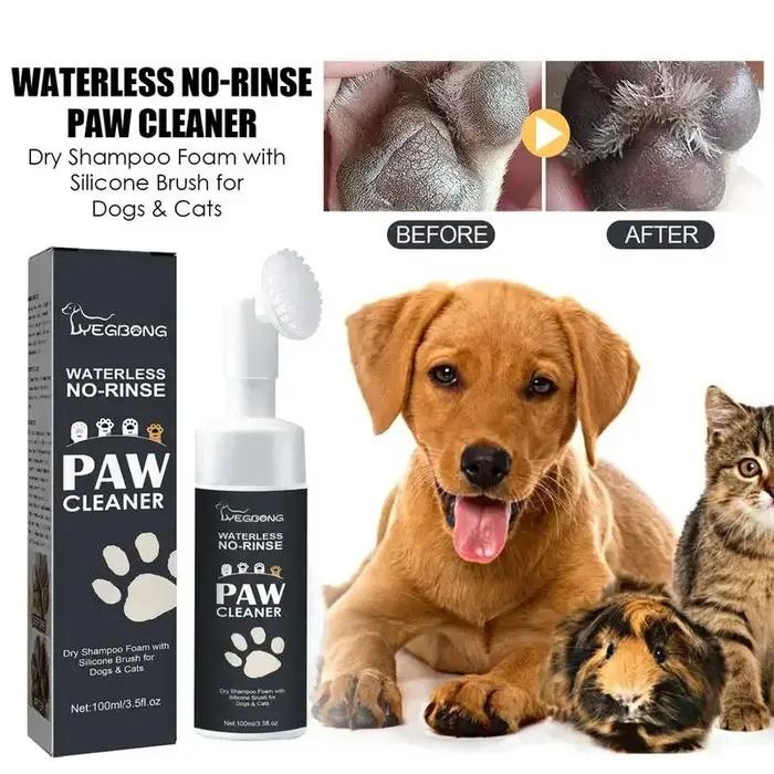 Mousse nettoyante pour pattes de chat sans eau, nettoyant pour griffes de chien, shampooing pour animaux de compagnie, brosse pour chien, sans cheville, nettoyant en profondeur pour pattes de chat, 10