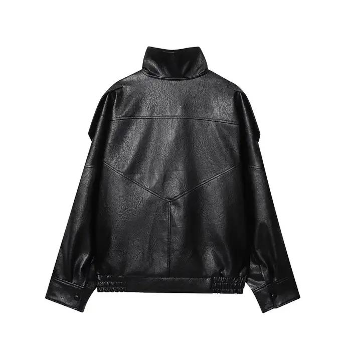 MUJER Faux cuir femme veste noir surdimensionné Bomber vestes pour femmes vêtements d'extérieur hive