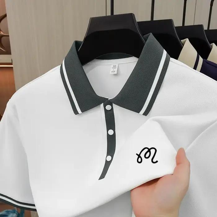 Polo Exquis Imprimé Haut de Gamme Manches Courtes pour Hommes Occasions Spéciales Mode Business