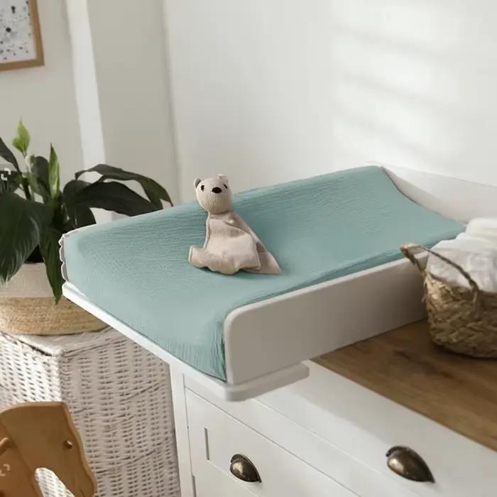 Housse de matelas à langer en mousseline pour bébé, 2 pièces, douce et respirante, en coton, pour Ta