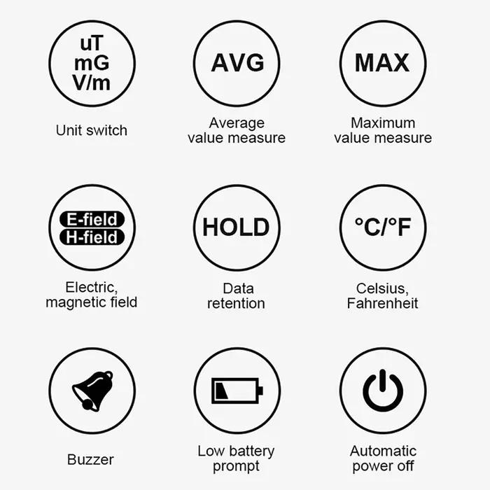 Détecteur de rayonnement électromagnétique EMF01 compteur EMF précis pour la maison et le bureau occasionnels et spéciaux