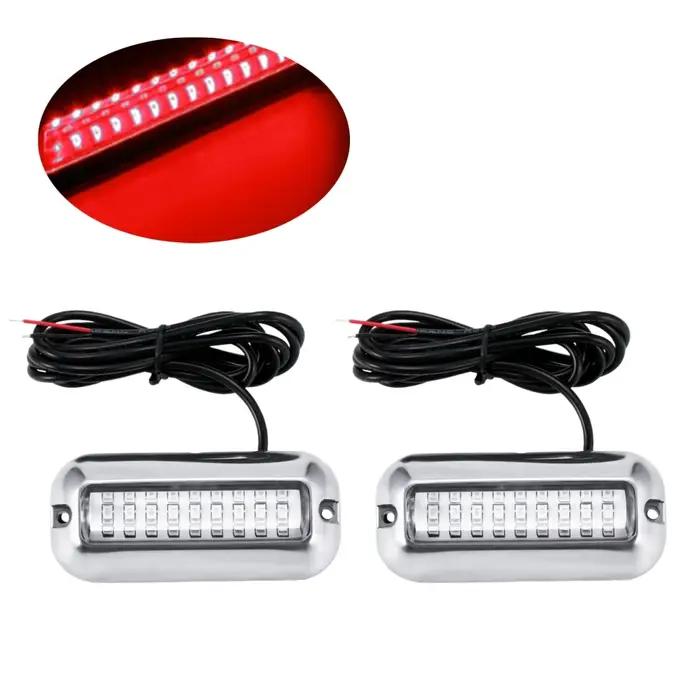 2 pièces 27LED bleu/blanc/rouge lumières étanches en acier inoxydable ponton sous-marin pour arrière-plan de bateau mari