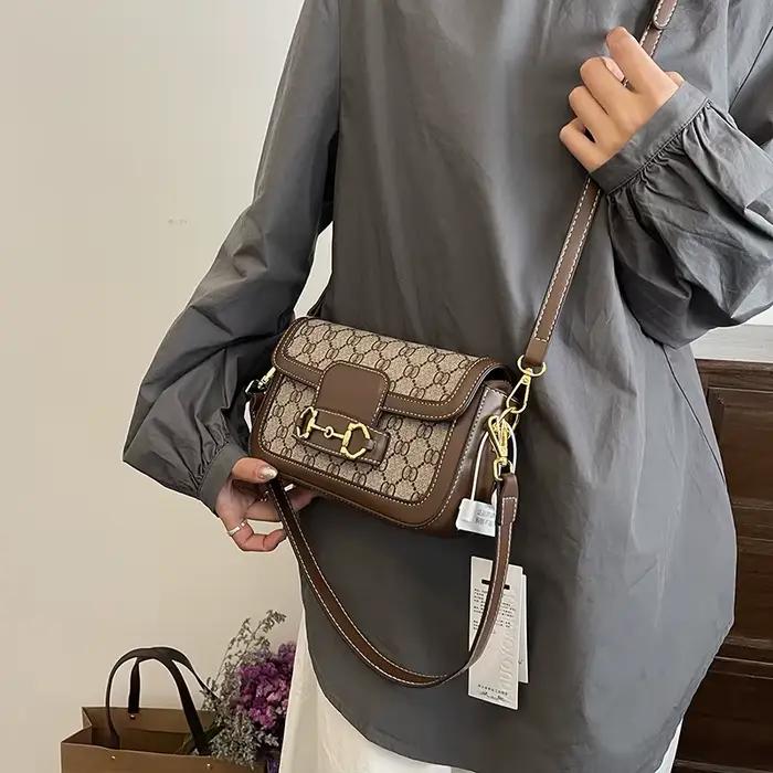 Sac bandoulière vintage imprimé Horsebit pour femme, collection Printemps 2026 - Petit sac à bandoul