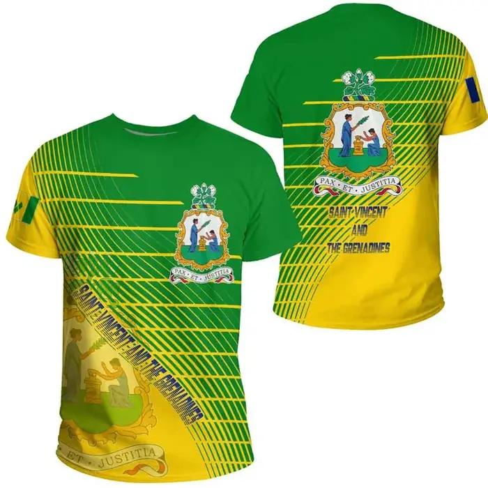 T-Shirt Saint Vincent et les Grenadines imprimé en 3D pour homme et femme, décontracté, hip hop, casual, pour toutes occasions, printemps, été, automne