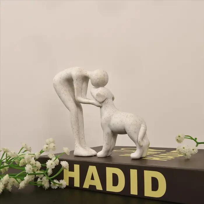 B84B-charmant chien et homme Statue mémoire cadeau pour les amoureux des animaux de compagnie pour b