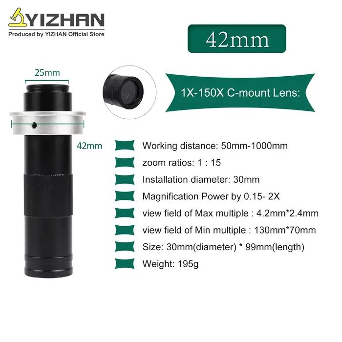YIZHAN 215x 180x 150x objectif 0.7X ~ 4.5X grossissement réglable industrie Microscope lentille Mult