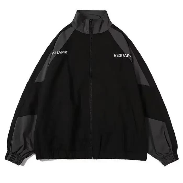 Veste universitaire préppy en coton avec patchwork pour homme et femme, idéale pour les saisons de transition, sorties décontractées et événements universitaires