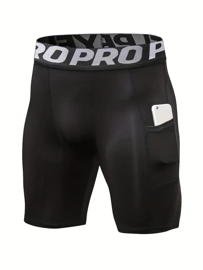 Shorts de compression pour hommes avec poche, en spandex, pour la course à pied, le sport, l'entraîn