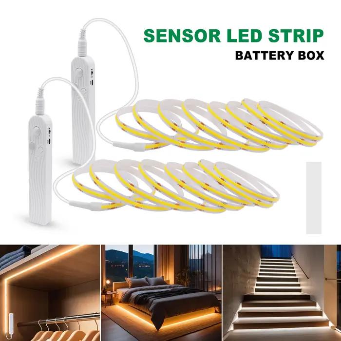 DC 5V LED COB bande 8MM batterie USB sans fil avec capteur de mouvement 320LED s/M veilleuse cuisine