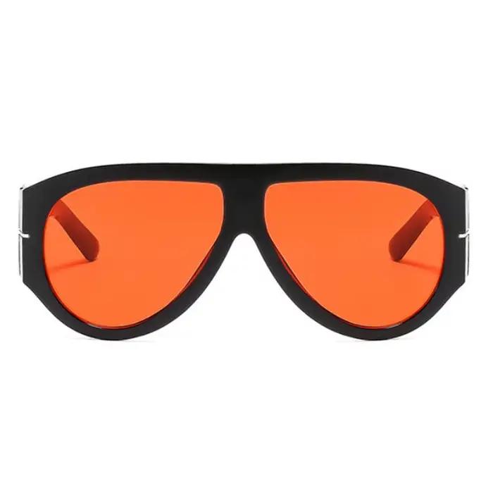 Lunettes de soleil ovales rétro de luxe pour femmes, monture large, couleur thé noir, style pilote c