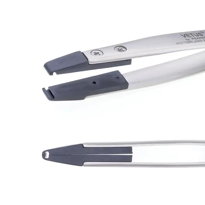 Pince à sourcils antistatique avec tête interchangeable en acier inoxydable et poignée en fibre de carbone pour soins esthétiques professionnels et personnel occassions multiples