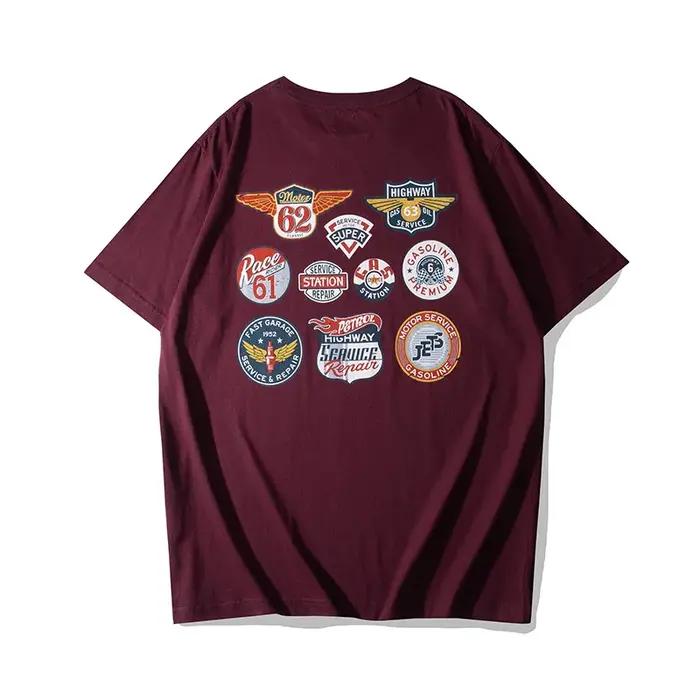 OKONKWO_Motorcycle marque imprimé Ami kaki T-shirt 200g rétro