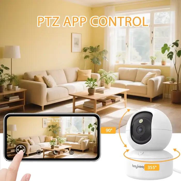 Caméra intelligente BoyKeep 2K sécurité WiFi surveillance 5G/2.4GHz intérieur bébé vision nocturne 360° audio